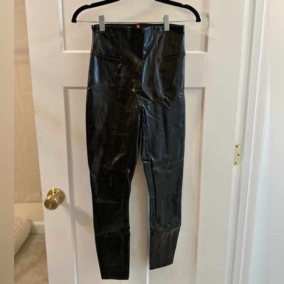 SPANX Pants - SPANX Black High-Waisted Faux patent Leather Pants